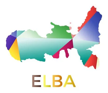 Bright colored Elba shape. Multicolor geometric style island logo. Modern t.. イラスト素材