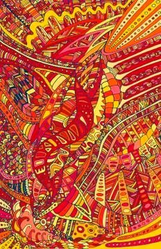Bright colored fire abstract doodle background. Stock Illustration