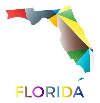 Bright colored Florida shape. Multicolor geometric style us state logo. Mod.. Stock Illustration