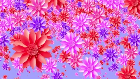 Bright colored flowers falling from top to bottom Stock Footage 133810847