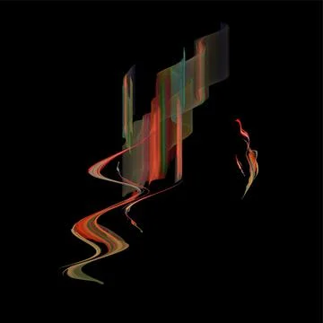 Bright colored graphic abstract element on black background, rendering Stock Illustration