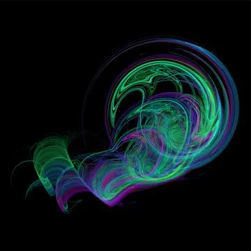 Bright colored graphic abstract element on black background, rendering Stock Illustration