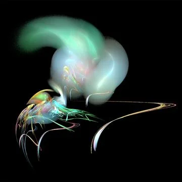 Bright colored graphic abstract element on black background, rendering Stock Illustration