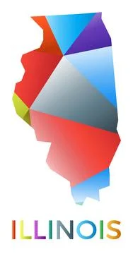 Bright colored Illinois shape. Multicolor geometric style us state logo. Mo.. Stock-Illustration