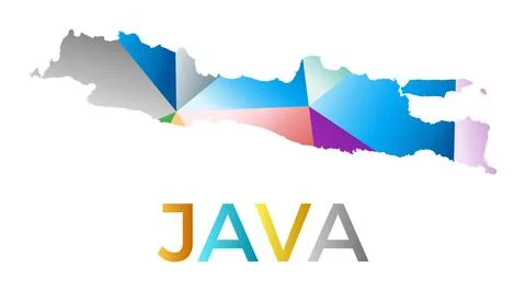 Bright colored Java shape. Multicolor geometric style island logo. Modern t.. Stock Illustration