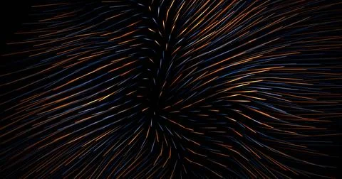 Bright colored lines, rays, on a dark background, abstraction, 3d render Stock Illustration