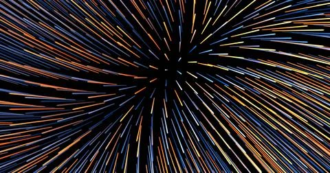 Bright colored lines, rays, on a dark background, abstraction, 3d render Illustrazione stock