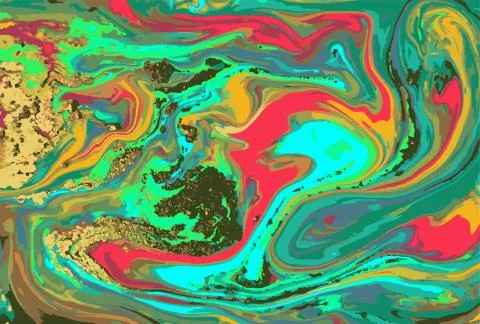 Bright colored marble pattern. Fluorescent liquid background. Artwork abstract Stock Illustration