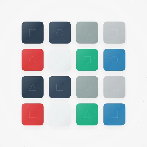 Bright colored modular building blocks arrangement on clean white surface Vídeos de archivo 344776678