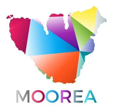 Bright colored Moorea shape. Multicolor geometric style island logo. Modern.. Stock Illustration