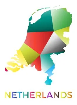 Bright colored Netherlands shape. Multicolor geometric style country logo. .. イラスト素材