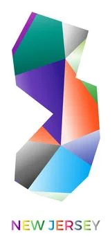 Bright colored New Jersey shape. Multicolor geometric style us state logo. .. Illustrazione stock