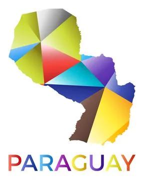 Bright colored Paraguay shape. Multicolor geometric style country logo. Mod.. イラスト素材