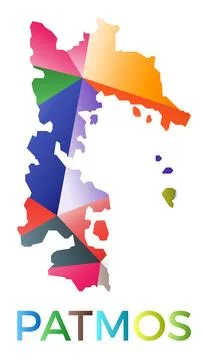Bright colored Patmos shape. Multicolor geometric style island logo. Modern.. イラスト素材
