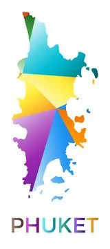 Bright colored Phuket shape. Multicolor geometric style island logo. Modern.. Stock Illustration