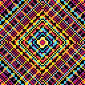 Bright colored polygons abstract psychedelic geometric background. grunge eff 스톡 일러스트