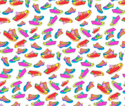 Bright colored sneakers Illustrazione stock