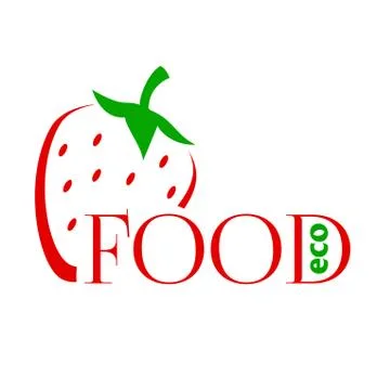 Bright colored strawberry into a flat style logo Illustrazione stock