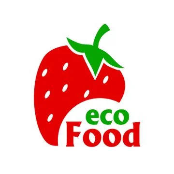 Bright colored strawberry into a flat style logo 스톡 일러스트