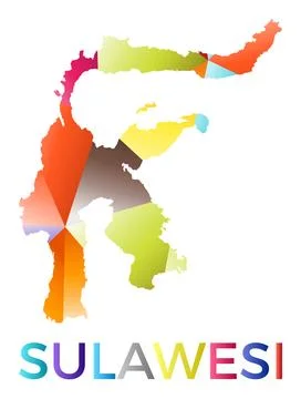 Bright colored Sulawesi shape. Multicolor geometric style island logo. Mode.. Illustrazione stock
