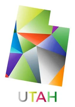 Bright colored Utah shape. Multicolor geometric style us state logo. Modern.. Ilustração Stock