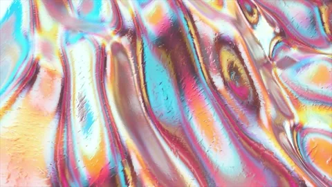 Bright Colorful Abstract Refracting Fluid, Animated Liquid holographic Stock Footage 246565641
