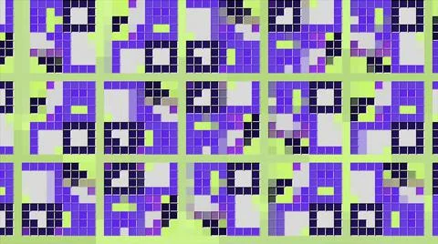 Bright colorful animation with pixel pattern. Motion. Beautiful stylish pattern Illustrazione stock