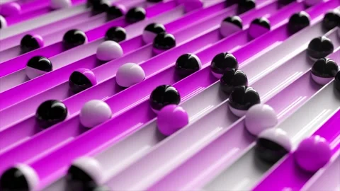 Bright colorful background with rolling balls along the paths. Minimalism and Stock Footage 155059793