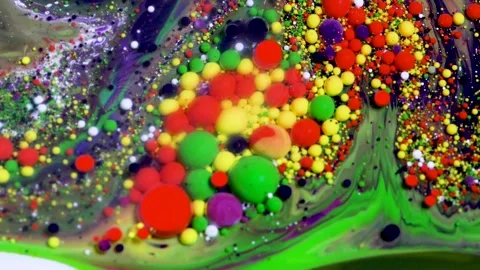 Bright Colorful Bubbles in Slow Motion Macro Close-up Stock-Footage 220683422