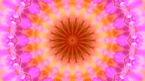 Bright colorful circle kaleidoscopic pattern with beautiful floral motif Stock Footage 58259515