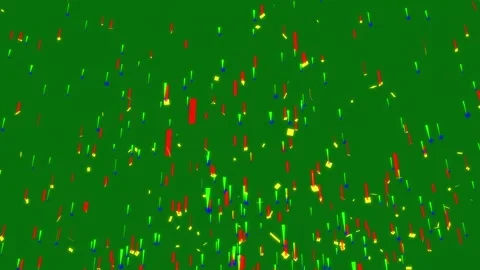 Bright Colorful Confetti Falling with Multicolor Glitter Paper on Green 4K Video stock 343561787