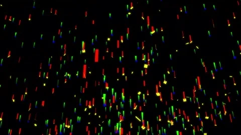 Bright Colorful Confetti Falling with Multicolor Glitter Paper on Black 4K Video stock 343561796