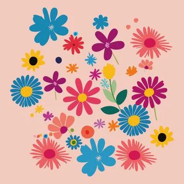 Bright colorful daisy bunch. Vector Stock Illustration