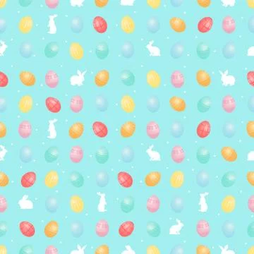 Bright colorful easter background with eggs and bunnies Stock Illustration
