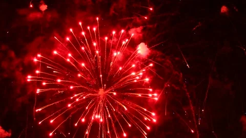 Bright colorful firework display during the festival celebration on night sky Stock Footage 274877435