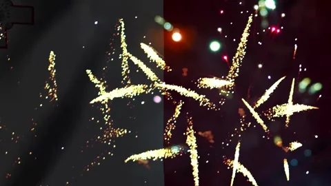 Bright colorful firework display exploding in the night sky over the maltes.. Stock Footage 343690171