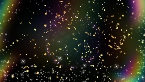Bright colorful firework explosion with falling gold confetti on black 스톡 동영상 341907839