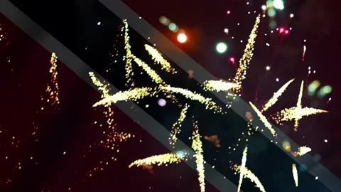 Bright colorful firework sparks exploding in the night sky during a festive.. Video stock 343690183