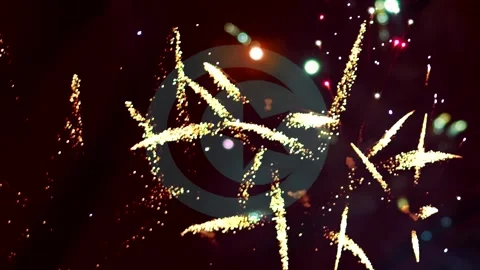 Bright colorful firework sparks exploding in the night sky during a festive.. Stock-Footage 343690185