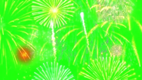 Bright colorful fireworks exploding on green screen background for easy Vídeos de archivo 347762263