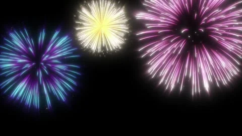 Bright colorful fireworks exploding in the night sky creating a festive and Stock-Footage 338368476