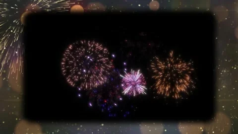 Bright Colorful Fireworks Exploding in the Night Sky Creating a Festive and Видео 338370531