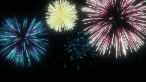 Bright colorful fireworks exploding in the night sky during a festive 库存影片 342897743