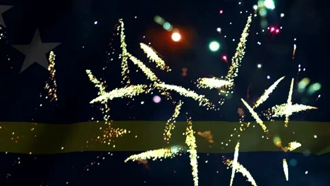 Bright colorful fireworks exploding in the night sky during a festive celeb.. Vídeos de archivo 343690346