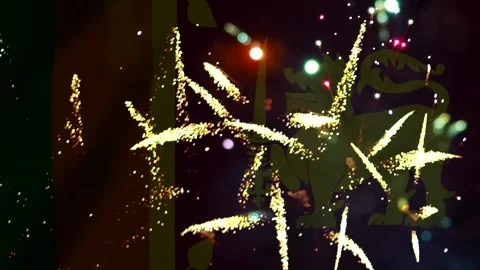 Bright colorful fireworks exploding in the night sky over the flag of sri lan 库存影片 343690398