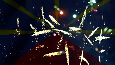 Bright colorful fireworks exploding in the night sky with radiant light ray.. Vídeo Stock 343690439