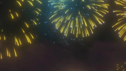 Bright colorful fireworks exploding in the night sky for celebration and Vídeos de archivo 344365950