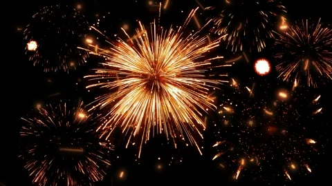 Bright colorful fireworks exploding in the night sky for celebration and Vídeos de archivo 344625859