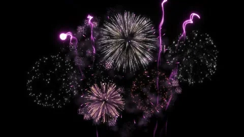 Bright colorful fireworks exploding in the night sky for celebration and Stock-Footage 344918254