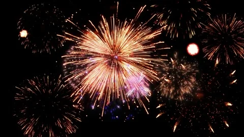 Bright colorful fireworks exploding in the night sky for celebration and Stock-Footage 344918327